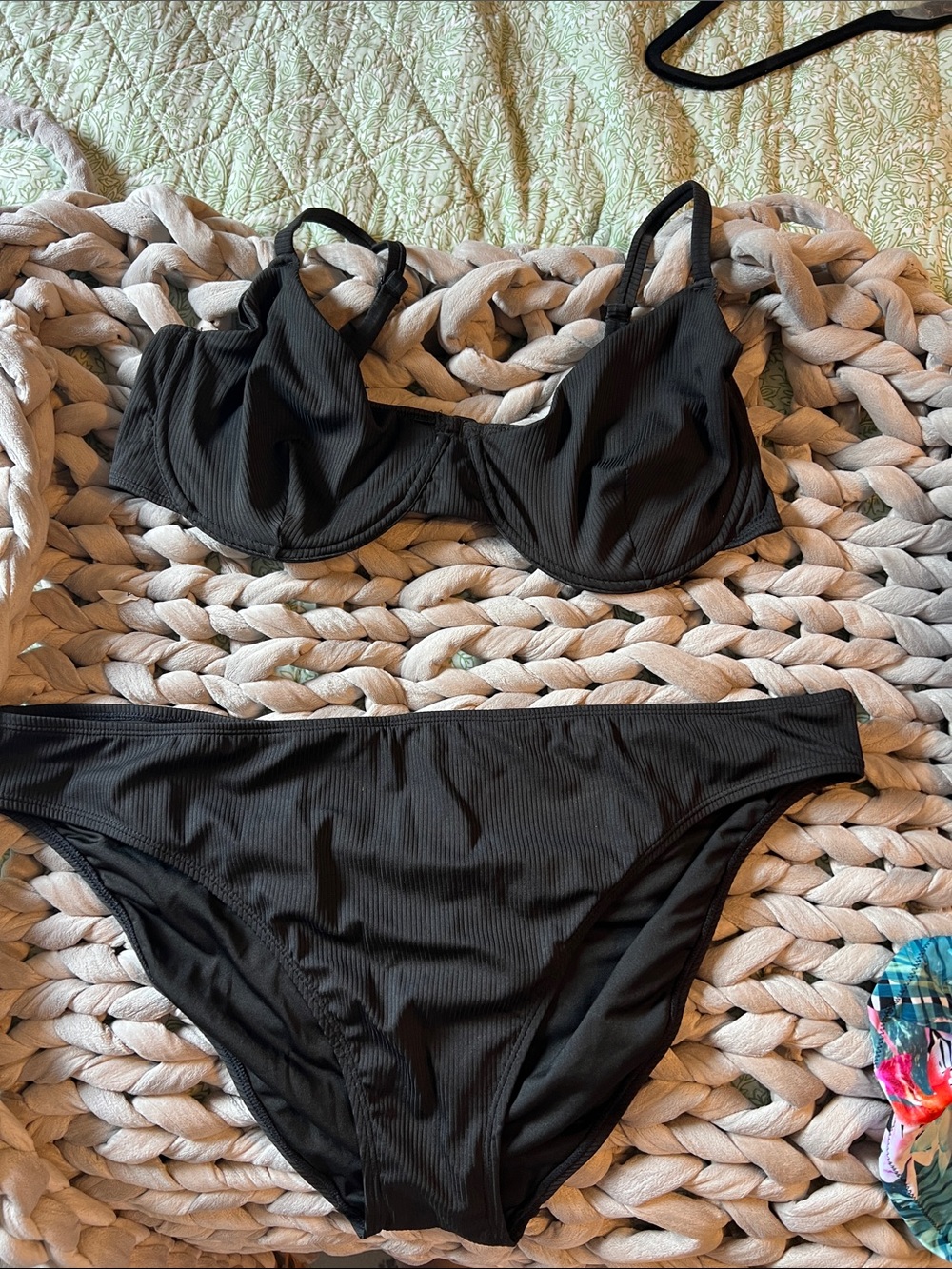 Old Navy Black Ribbed Bikini Set
